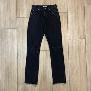 AGOLDE Cherie Jeans Women 24 Black Distressed High Rise Straight Leg USA